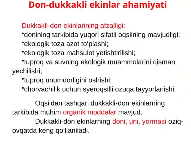 Don-dukkakli ekinlarning ahamiyati va biologik azot 2