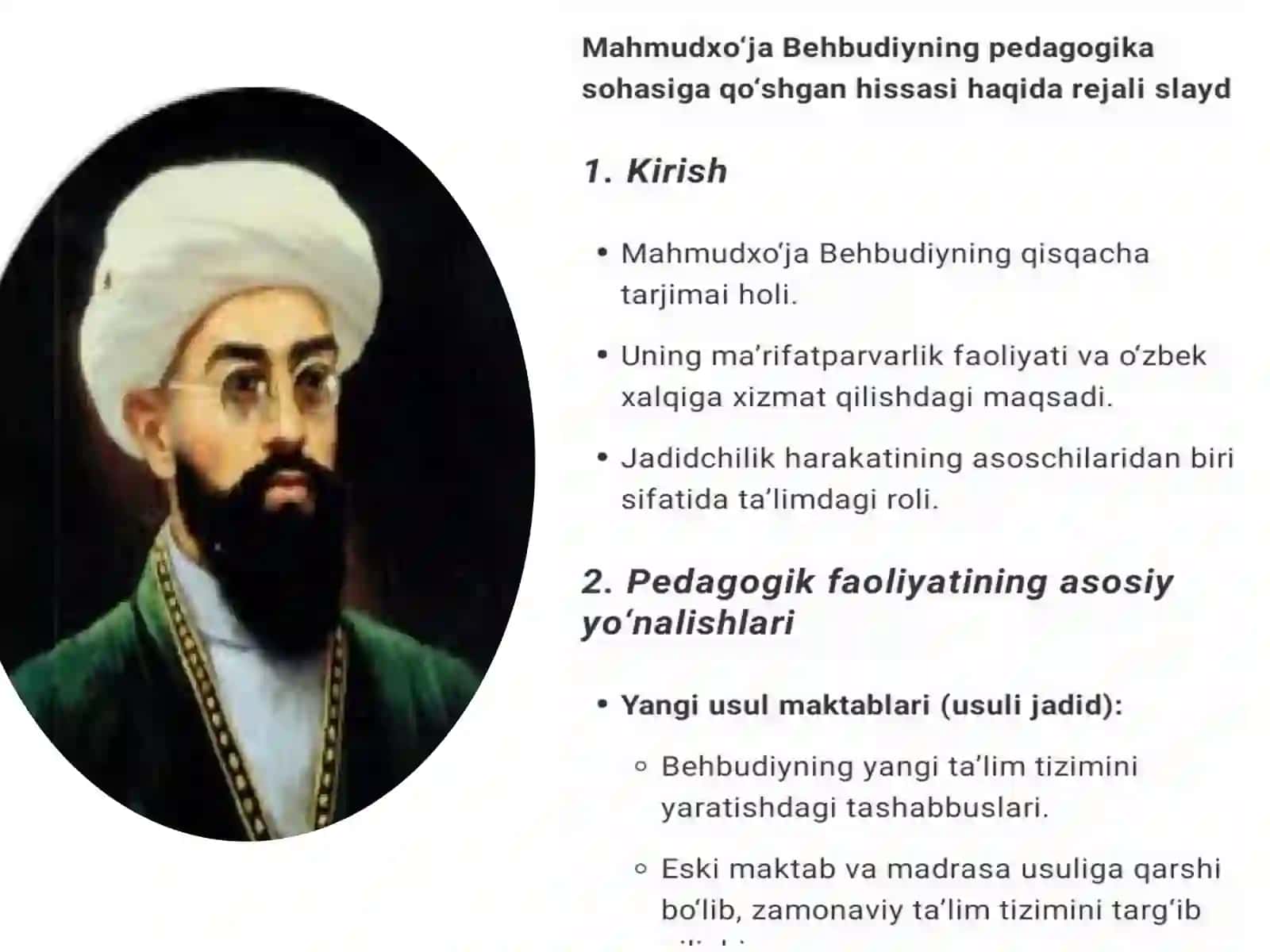 Mahmudxoʻja Behbudiyning pedagogikasiga qoʻshqan hissasi 2