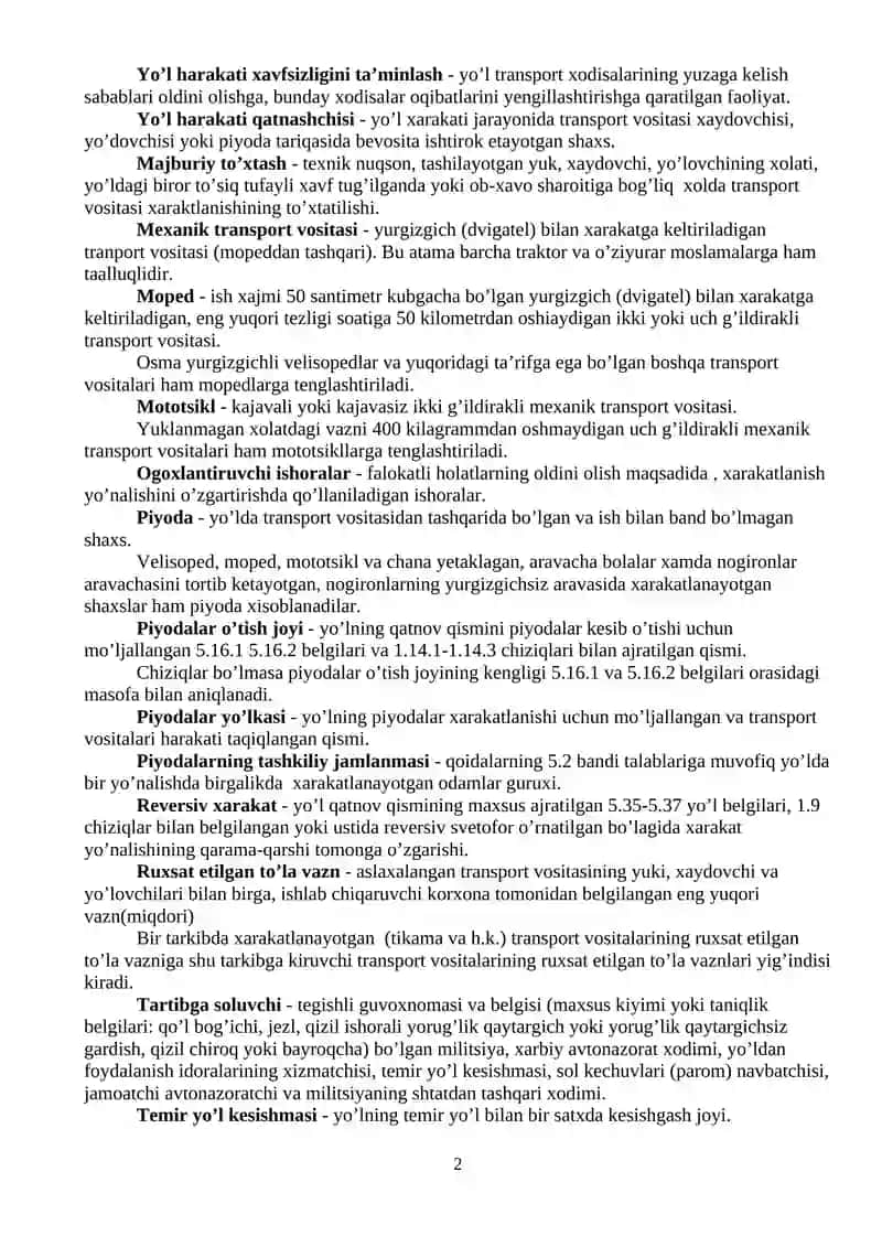 Yo’l harakatining asosiy tavsiflari 2