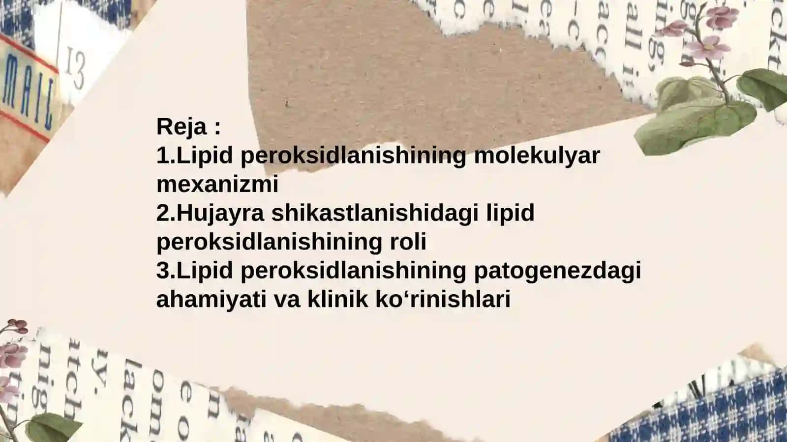Lipidlarning peroksidlanishi 2