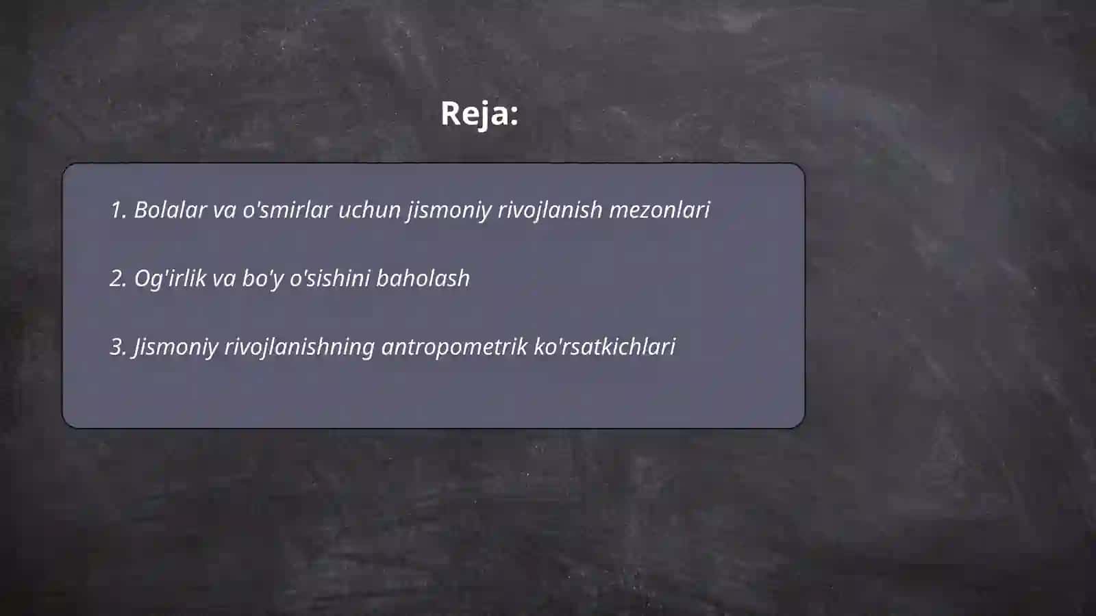 Bolalar va o'smirlar uchun jismoniy rivojlanish mezonlari 2