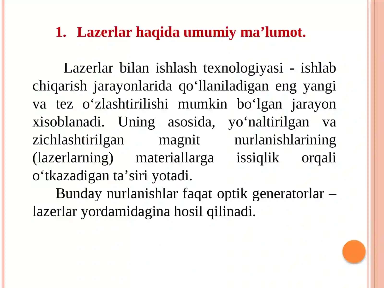 Mаshinаsоzlikdа qoʻllаnilаdigаn lаzеrli tехnоlоgiyalаr 2