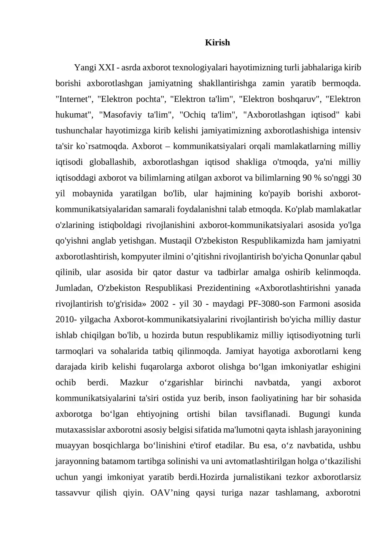 “Mahalla ma’lumotlar bazasini loyihalash” mavzusida KURS ISHI 2