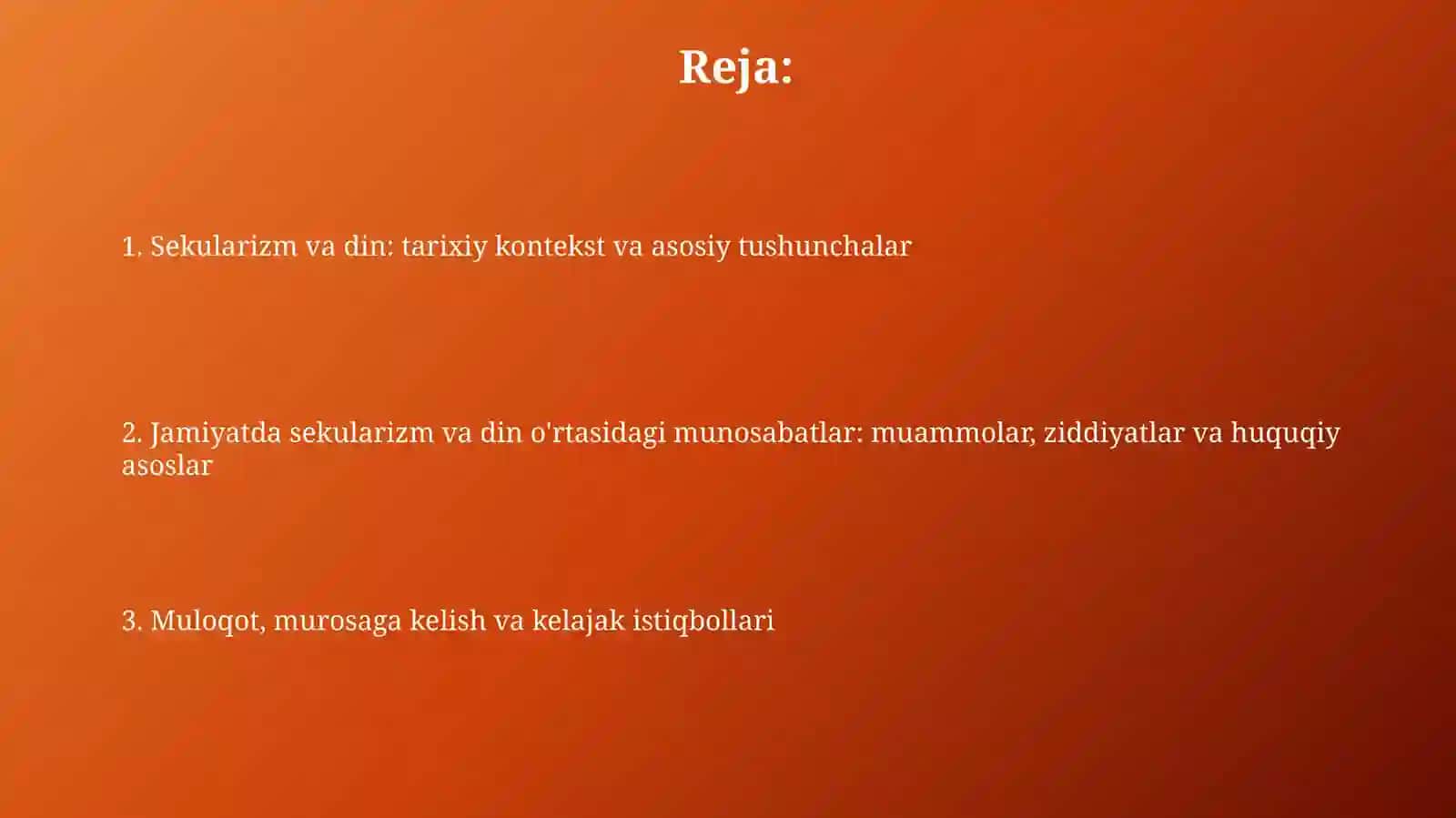 Jamiyat hayotida dunyoviylik va diniylik mutanosibligi 2