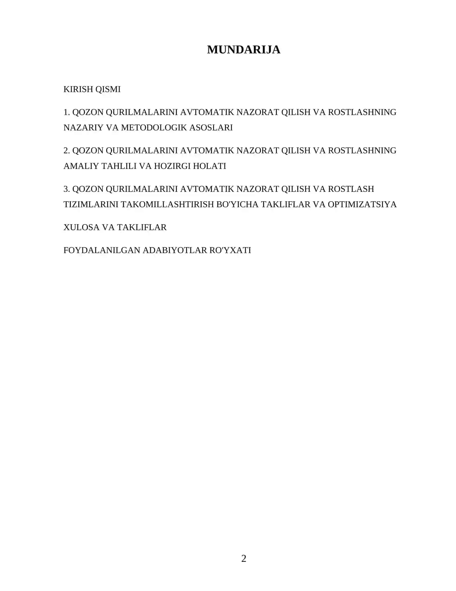 Qozon qurulmasini avtomatik nazorat qilish va rostlash 2