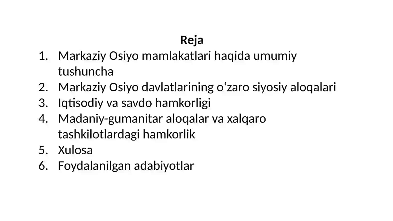 Markaziy Osiyo Mamlakatlari bilan Aloqalari 2