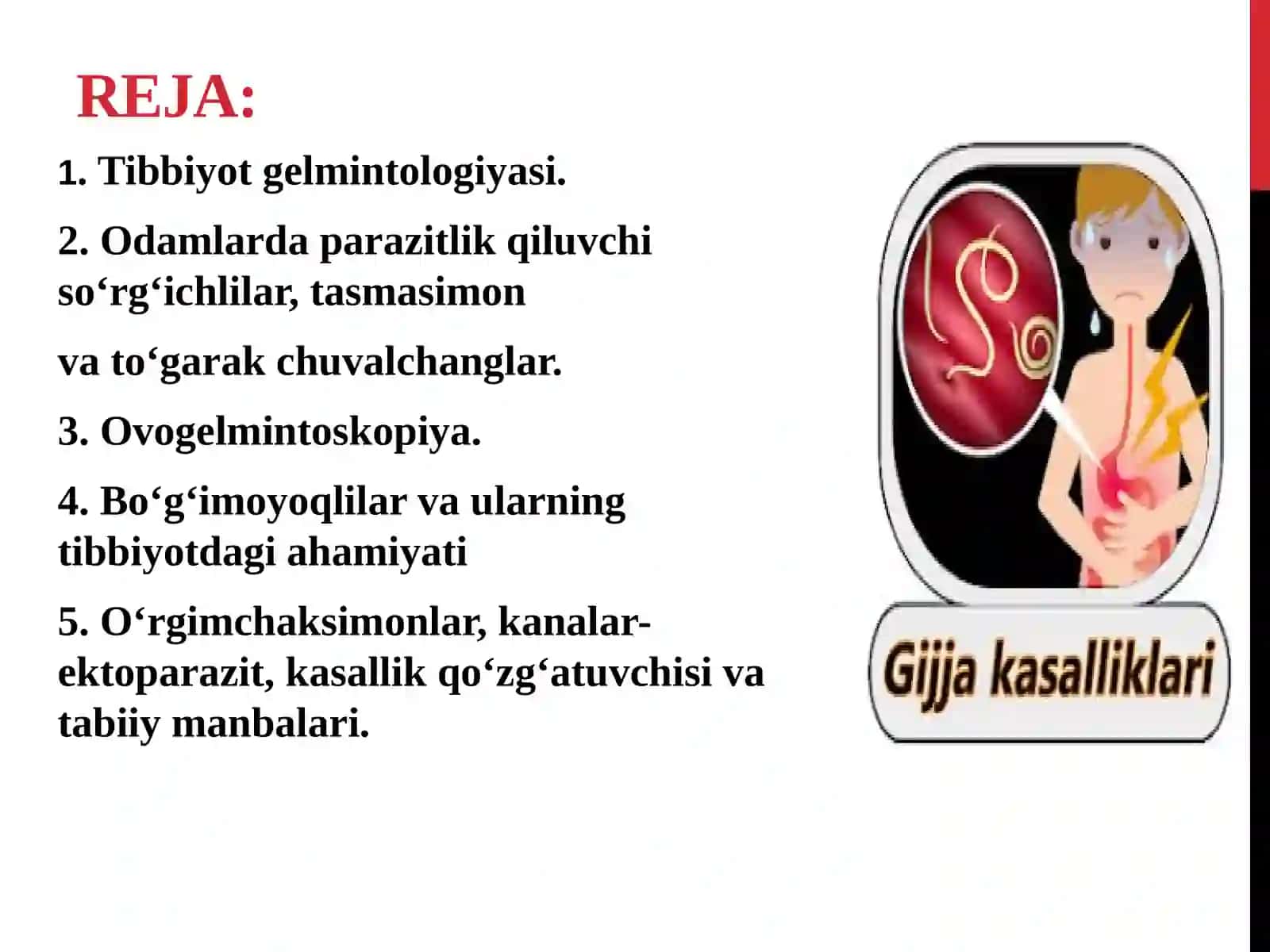 TIBBIYOT GELMINTOLOGIYASI. TIBBIYOT ARAXNOENTOMOLOGIYASI 2