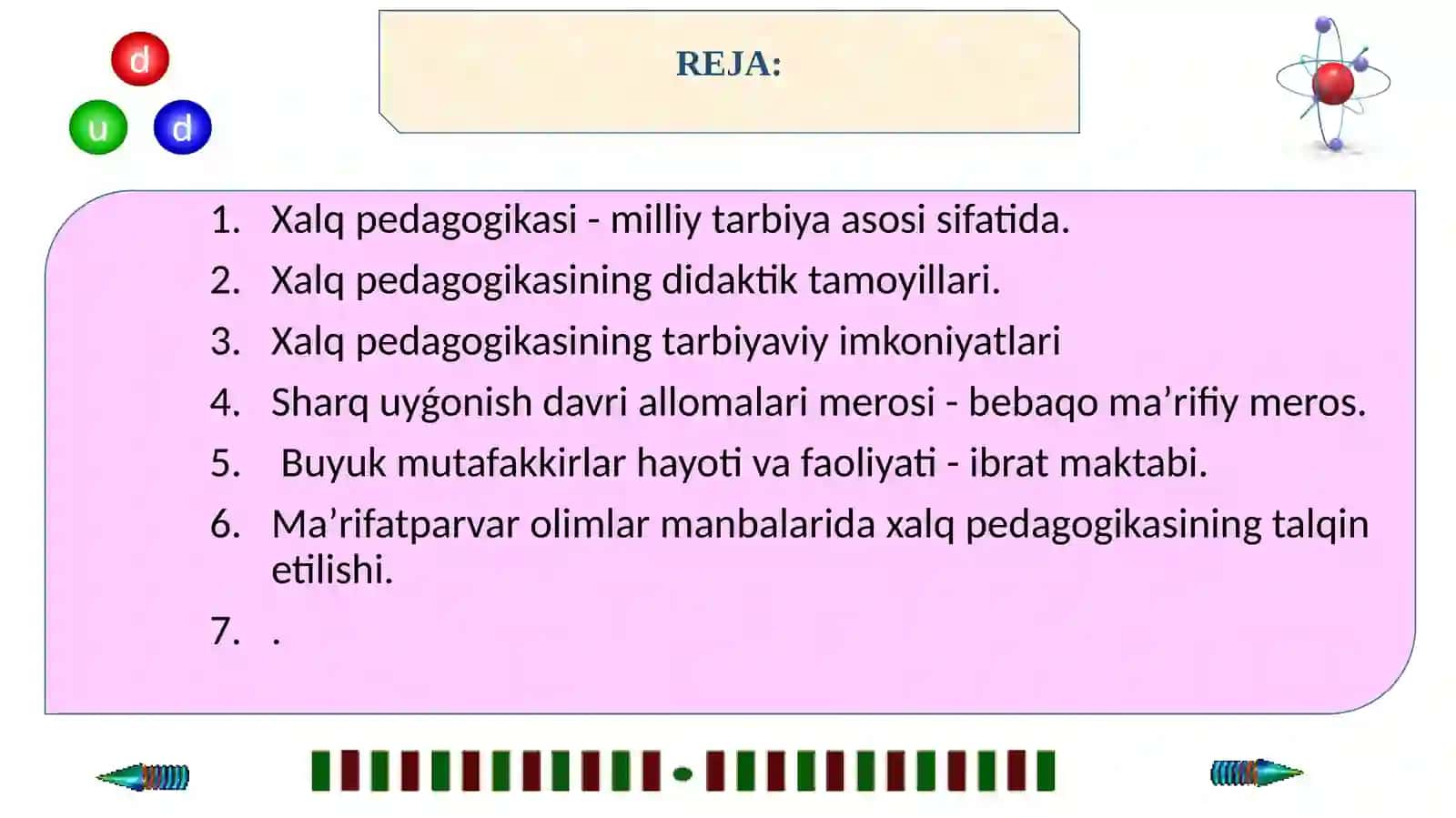 Xalq pedagogikasi va O'rta Osiyo buyuk mutafakkirlarining pedagogii g'oyalari 2