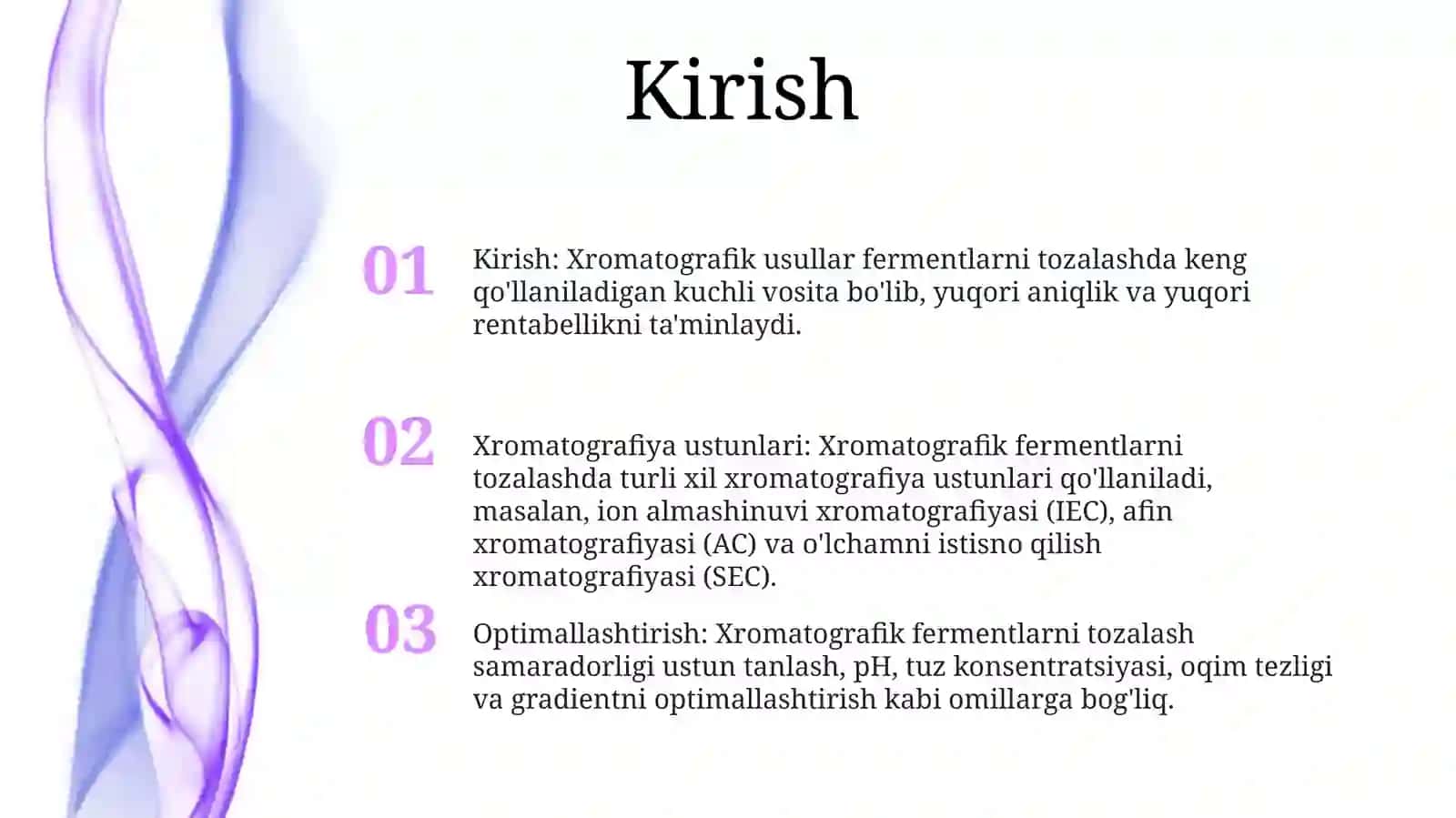 Xromatografik Usullar Yordamida Fermentlarni Tozalash 2