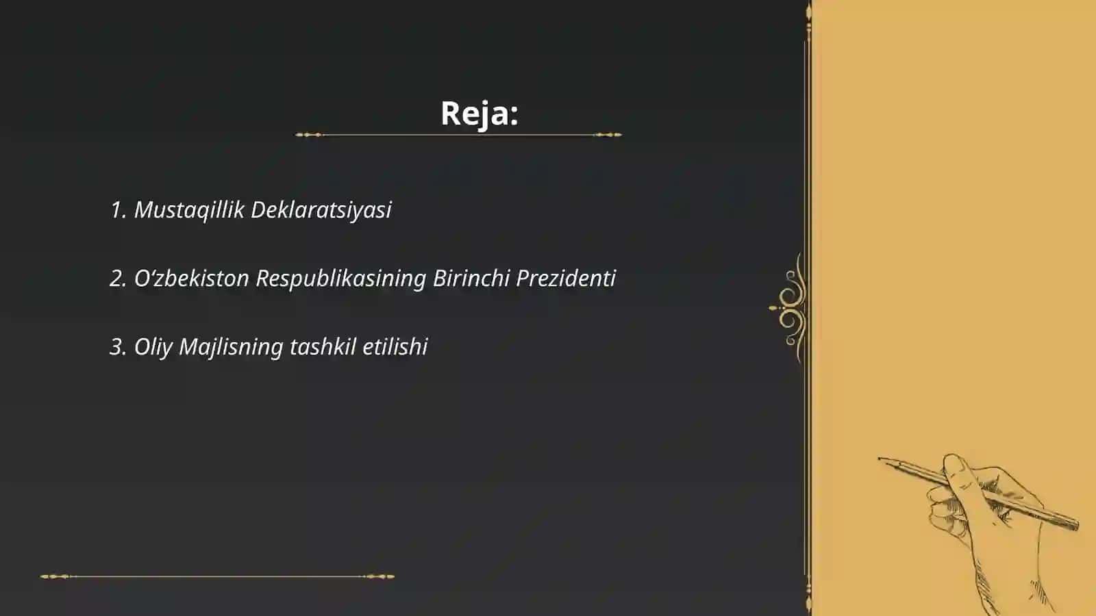 Mustaqil O‘zbekiston respublikasining tashkil topishi va rivojlanishi 2