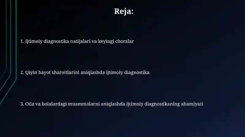 Ijtimoiy diagnostika natijalari va keyingi choralar 2