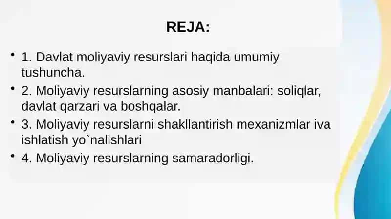 O’zbekiston Respublikasining Davlat Moliyaviy Resurslari: Manbalar va Ishlatish Yo’nalishlari 2