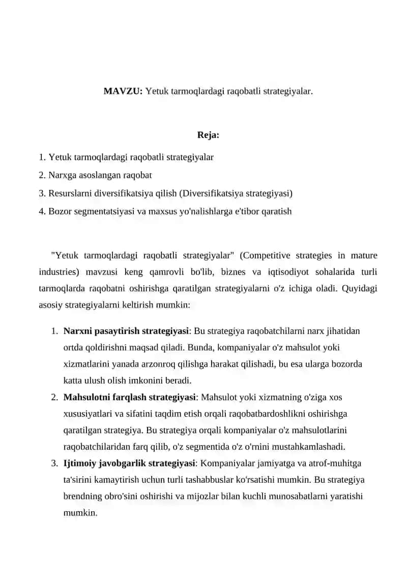 Yetuk tarmoqlardagi raqobatli strategiyalar 2