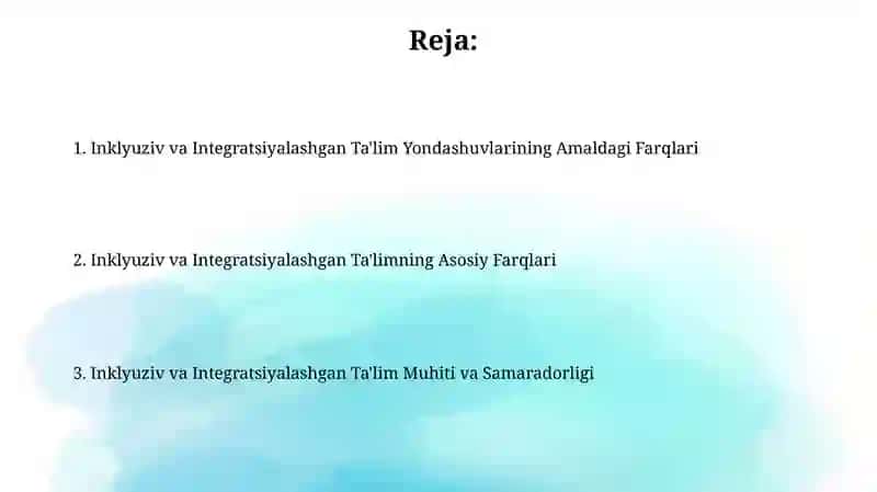 Inklyuziv va integratsiyalashgan ta'lim farqlari 2