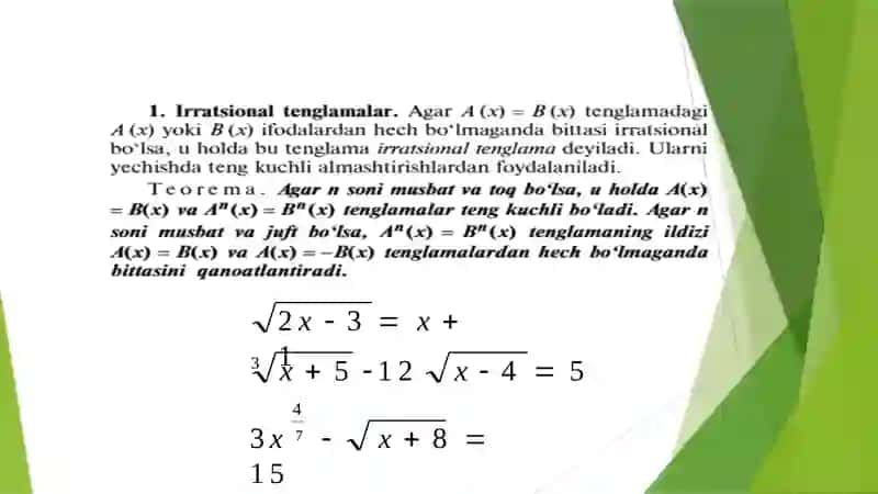 Irratsional tenglamalar 2
