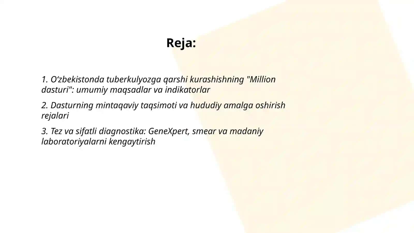 Oʻzbekistonda tuberkulyozga qarshi kurashishning million dasturi 2