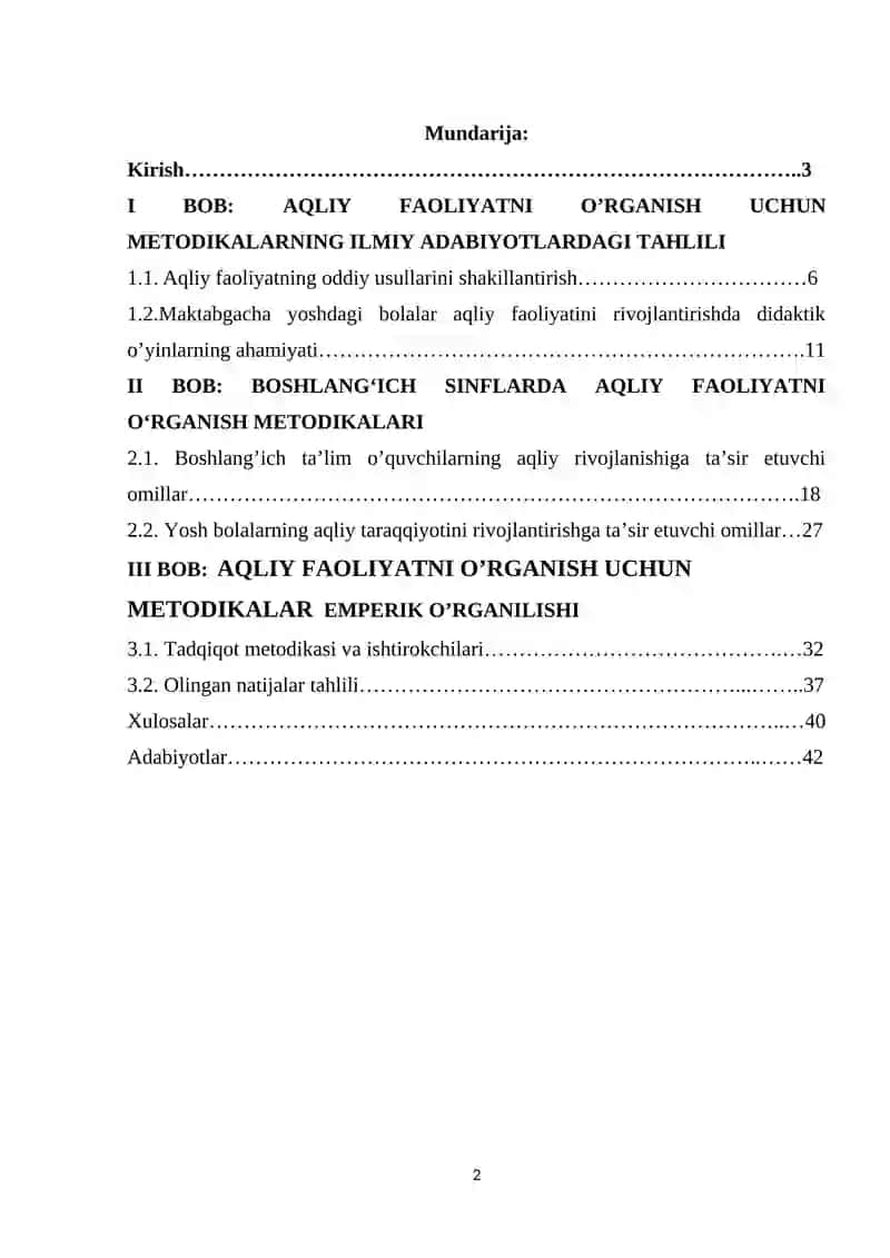 Aqliy faoliyatni o’rganish uchun metodikalar 2