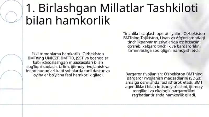 O'Zbekistonning Xalqaro Tashkilotlar Bilan Hamkorlik Aloqalari 2