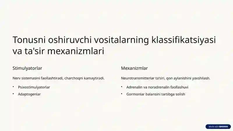 Tonusni oshiruvchi vositalar 2