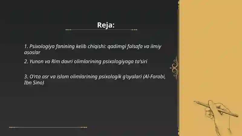 Psixologiya fanining taraqqiyoti tarixi 2