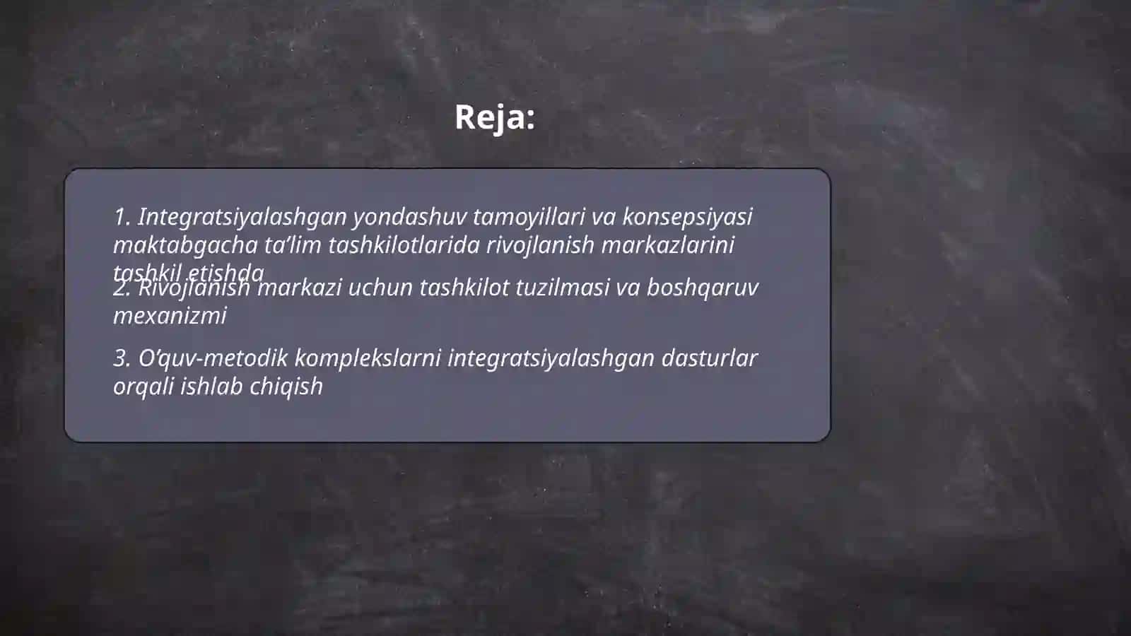 Maktabgacha ta’lim tashkilotlarida rivojlanish markazlarini tashkil etishga integratsiyalashgan yondashuv 2