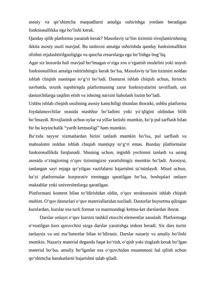 Multimedia texnologiyalariga asoslangan o‘quv kursi platformasini ishlab chiqish talablari 2