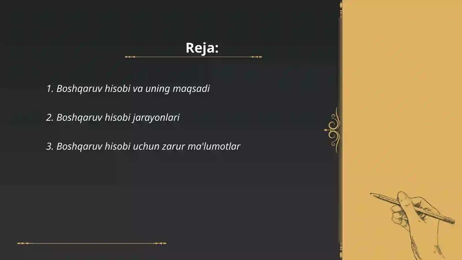 Boshqaruv hisobini tashkil qilish 2