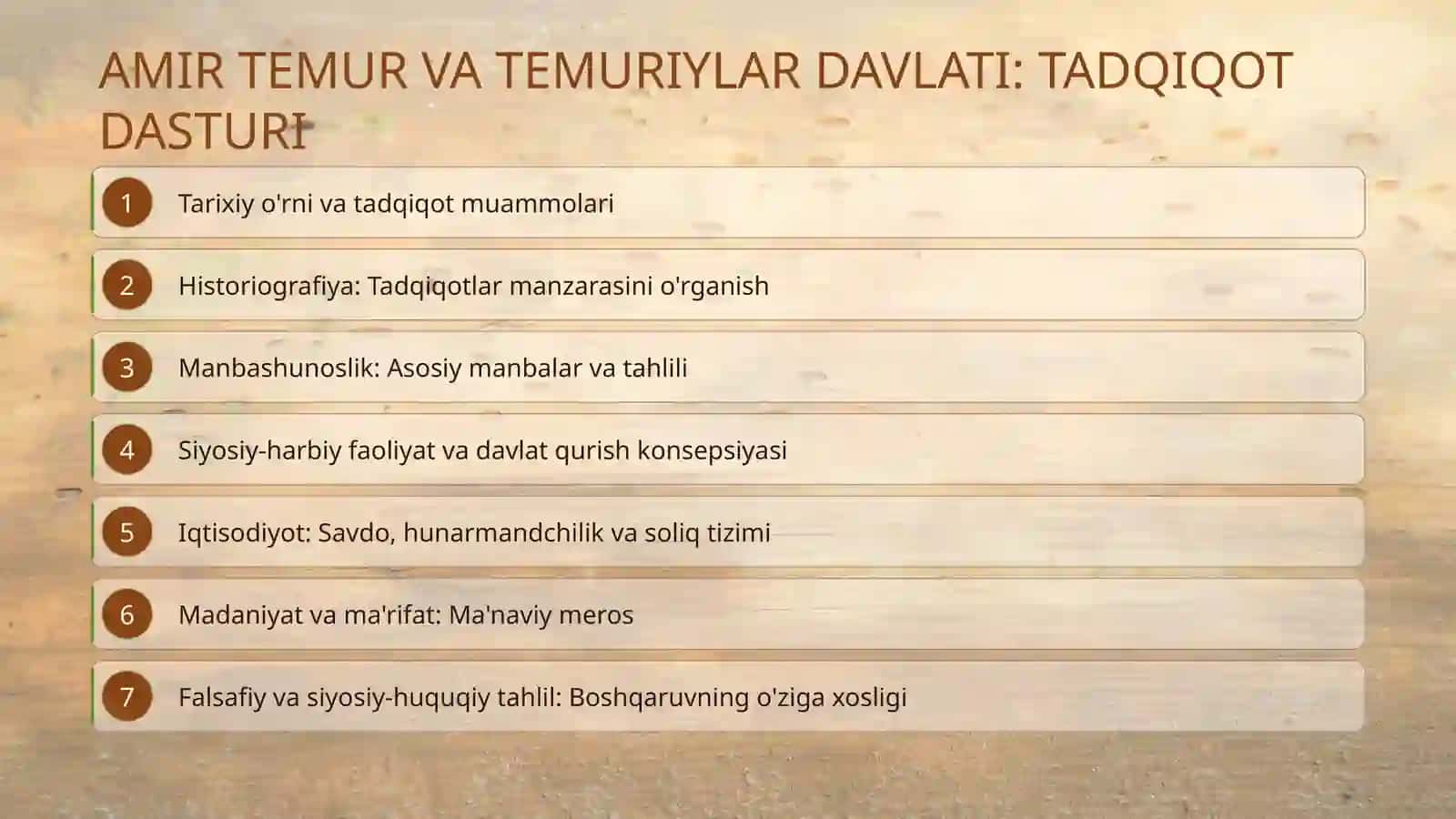AMIR TEMUR VA TEMURIYLAR DAVLATI: BOSHQARUV, IQTISODIYOT VA MADANIYAT 2