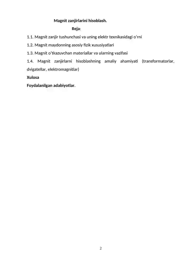 Magnit zanjirlarini hisoblash 2