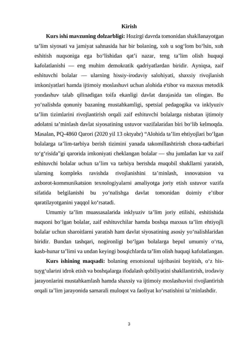 Zaif eshituvchi bolalarga ta’lim berishda emotsional-irodaviy sohasini rivojlantirish metodikasi 2