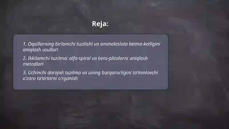 Oqsillarning tuzilish darajalari 2