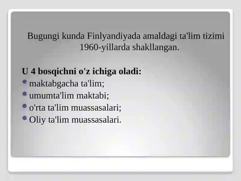 Finlyandiyada ta'lim tizimi 2
