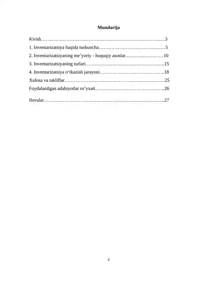 BAJARDI: INVENTARIZATSIYA HAQIDA TUSHUNCHA 2