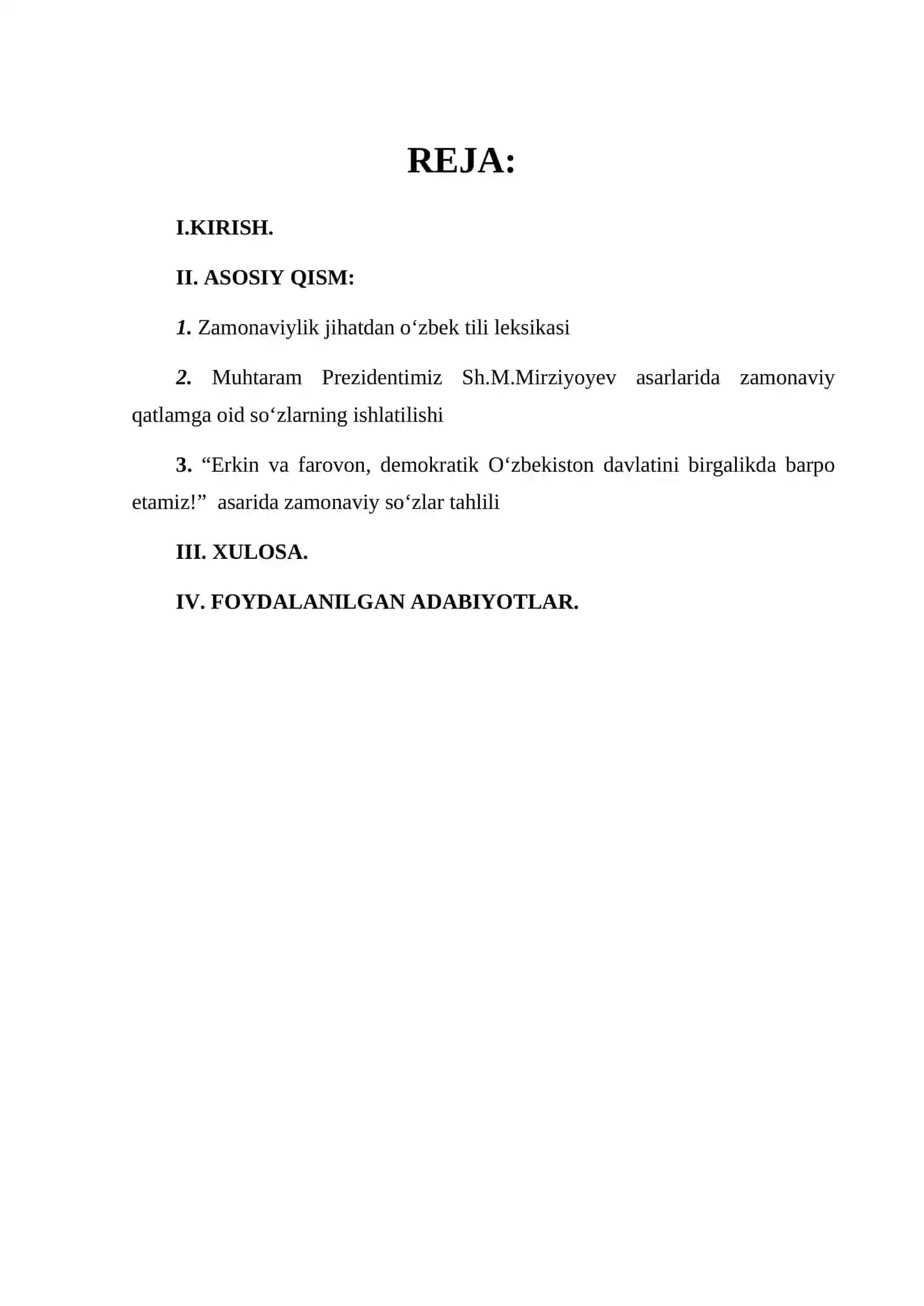 Prezident Shavkat Mirziyoyevning asarlarida zamonaviy qatlamga xos leksemalar talqini 2