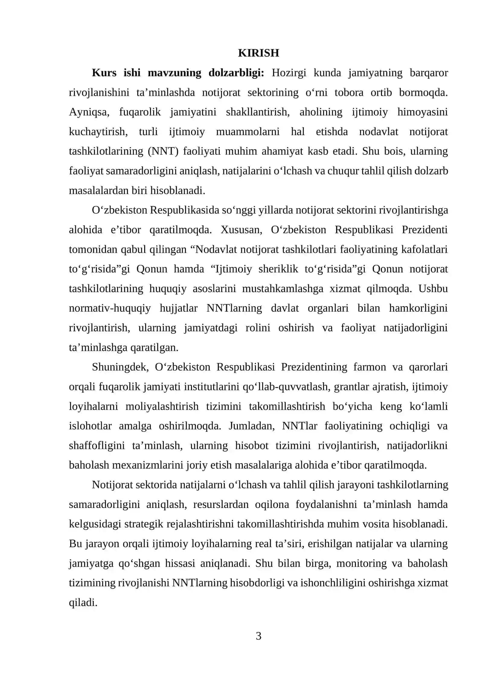 Notijorat sektoridagi natijalarni o‘lchash va tahlil qilish 2