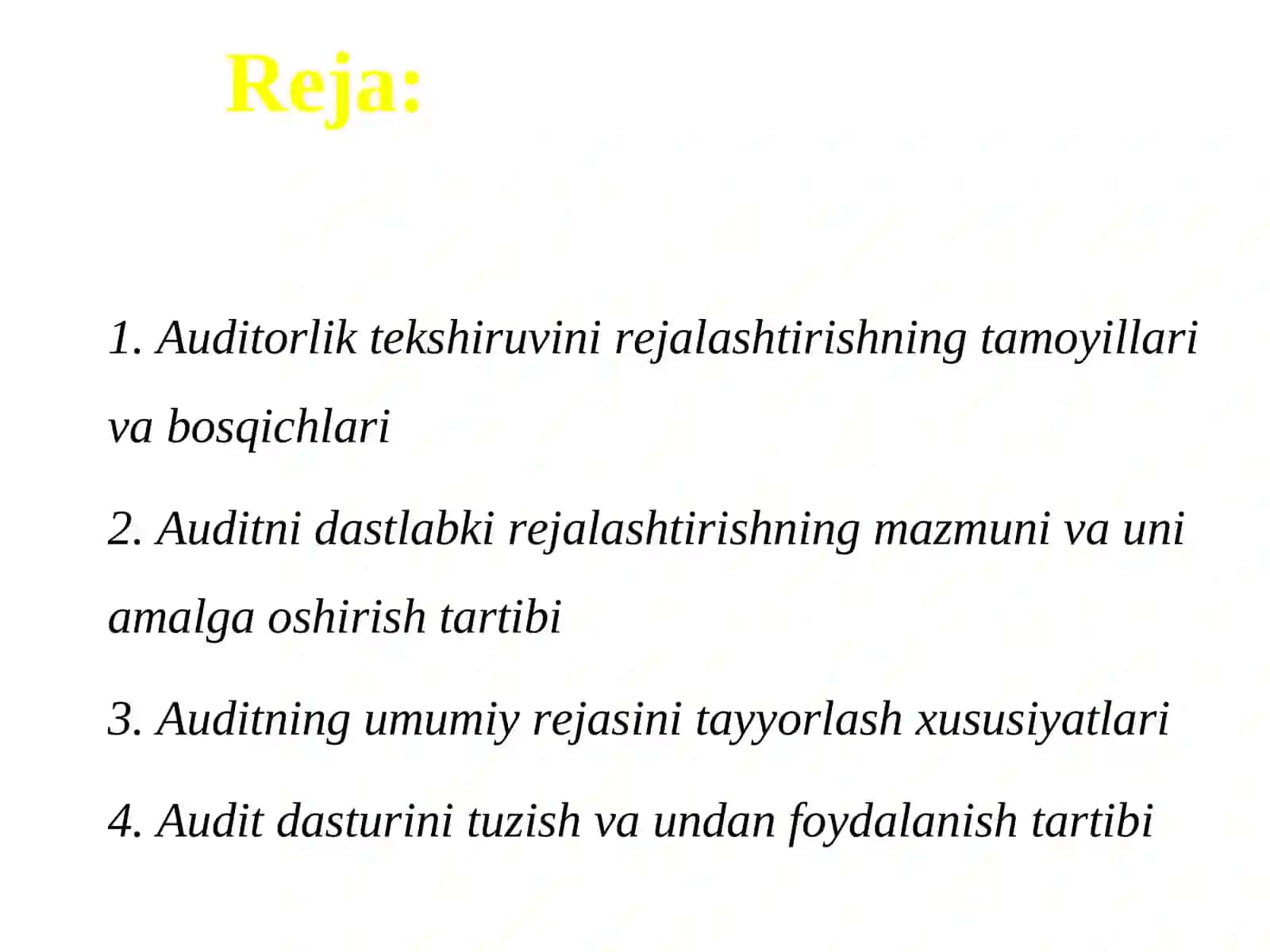 Auditorlik tekshiruvini rejalashtirish 2