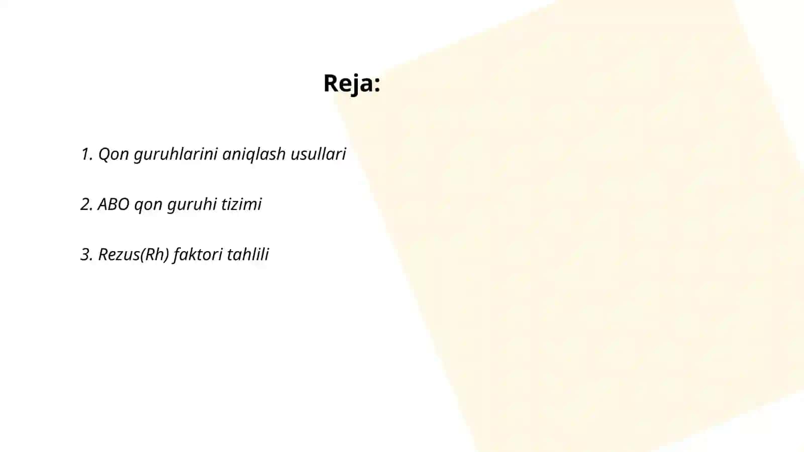 Qon guruhlarini va qon ivishi vaqtini aniqlash 2