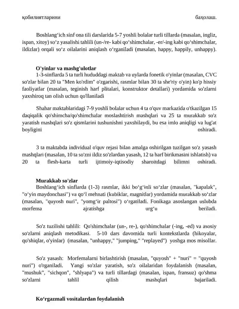 Boshlang'ich sinflarda ona tili darslarida so'z tarkibi va yasalishini o'rganish metodikasi 2