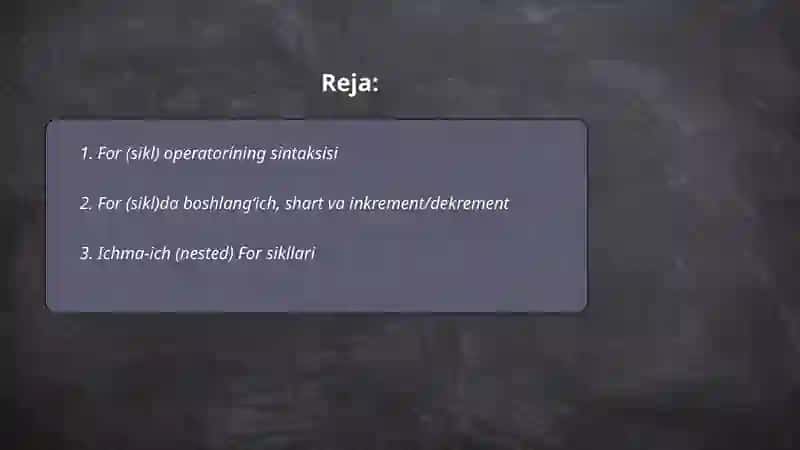 For (sikl) operatori 2