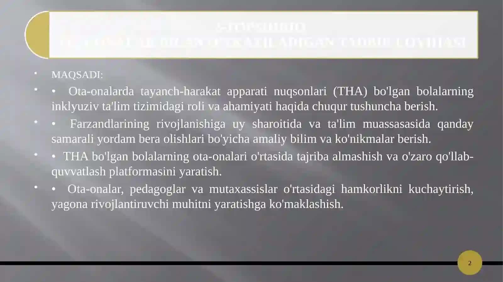 "MAKTABGACHA TA'LIM TASHKILOTI VA OILA HAMKORLIGI" 2