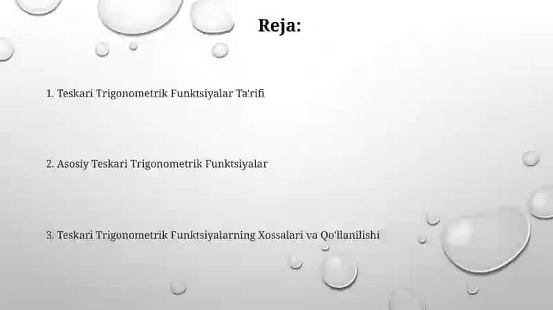 Teskari trigonometrik funksiyalar 2