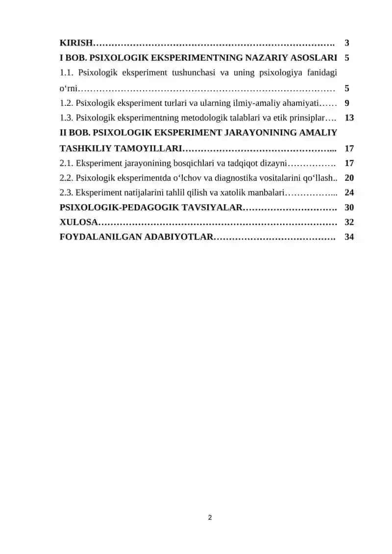 Psixologik eksperiment jarayoni va uning asosiy xususiyatlari 2