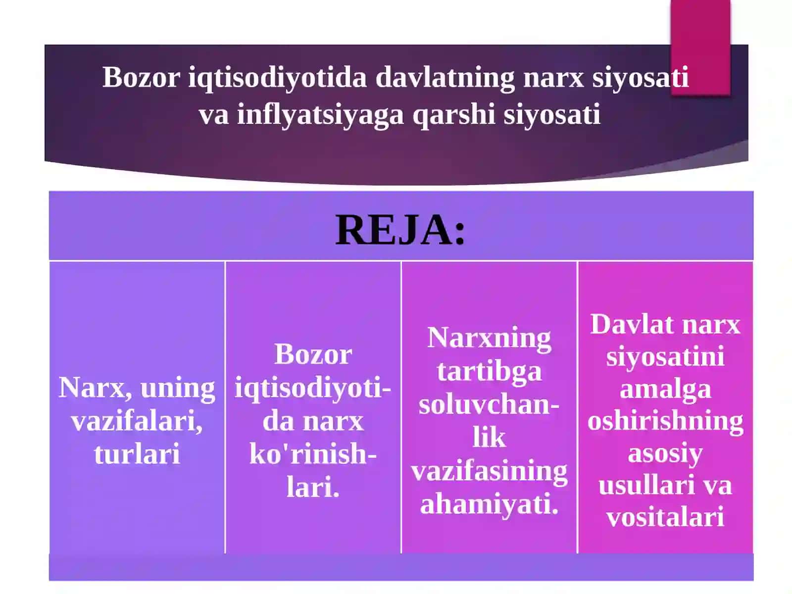 BOZOR IQTISODIYOTIDA DAVLATNING NARX SIYOSATI VA INFLYATSIYAGA QARSHI SIYOSATI 2