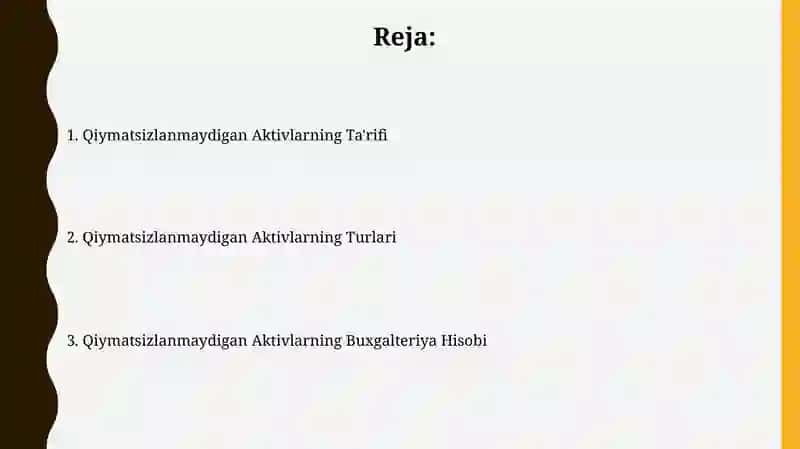Qiymatsizlanmaydigan Aktivlar 2