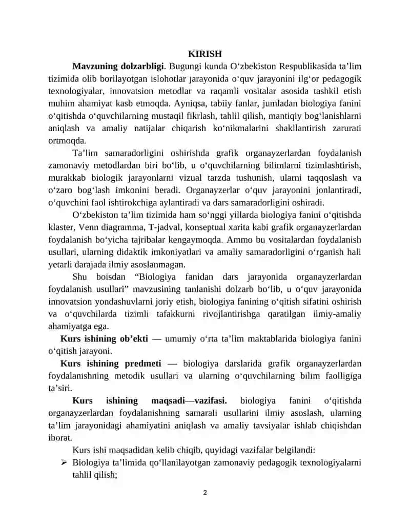 Biologiya fanidan dars jarayonida organayzerlardan foydalanish usullari 2