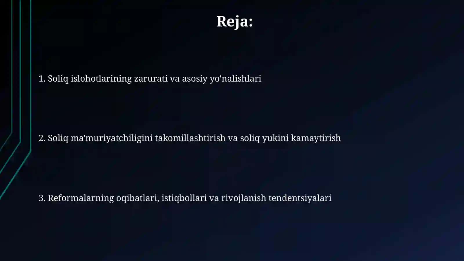 O’zbekiston Respublikasi soliq tizimini isloh qilishning asosiy yo’nalishlari 2