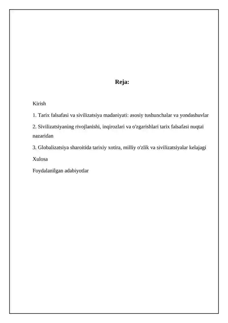 Tarix falsafasi va sivilizatsiya madaniyati 2
