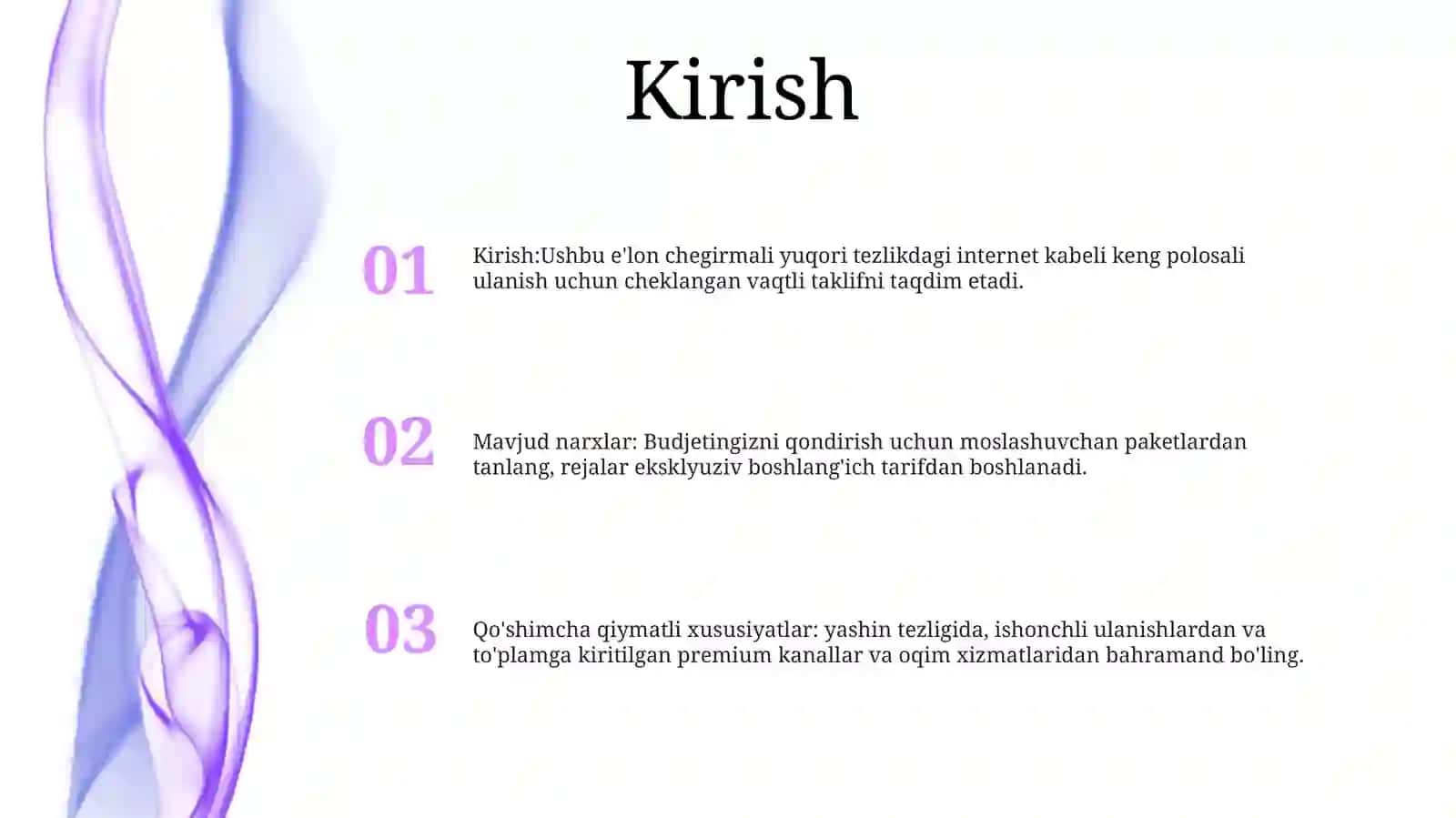 Internet Kabelli Bog'Lanish Uchun Kanalli Darajadagi Bayonnoma 2