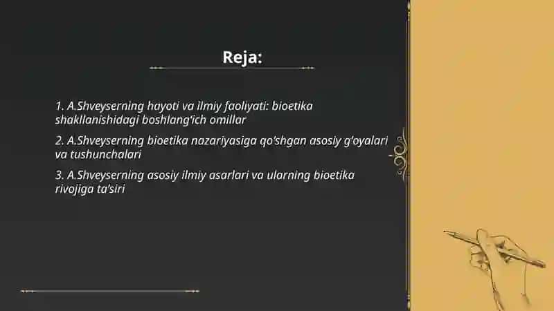 Bioetika shakllanishida A.Shveyserning faoliyati va ilmiy ishlarining ahamiyati 2