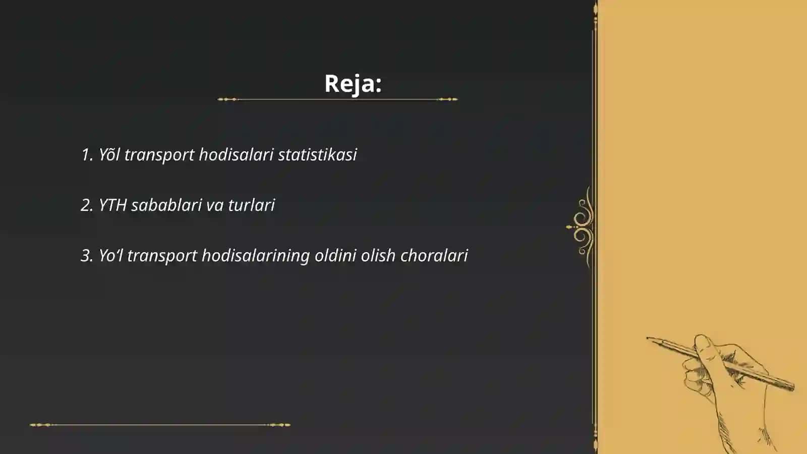 Yõl transport hodisalari va ularning ko'rsatkichlari 2